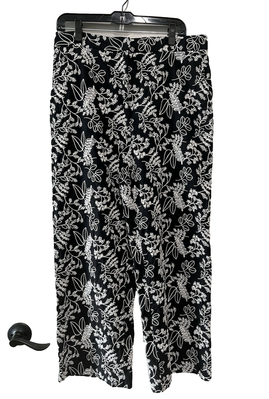 ZARA Women’s Embroidered Straight Pants Trousers boho Artsy chic classic Size XL
